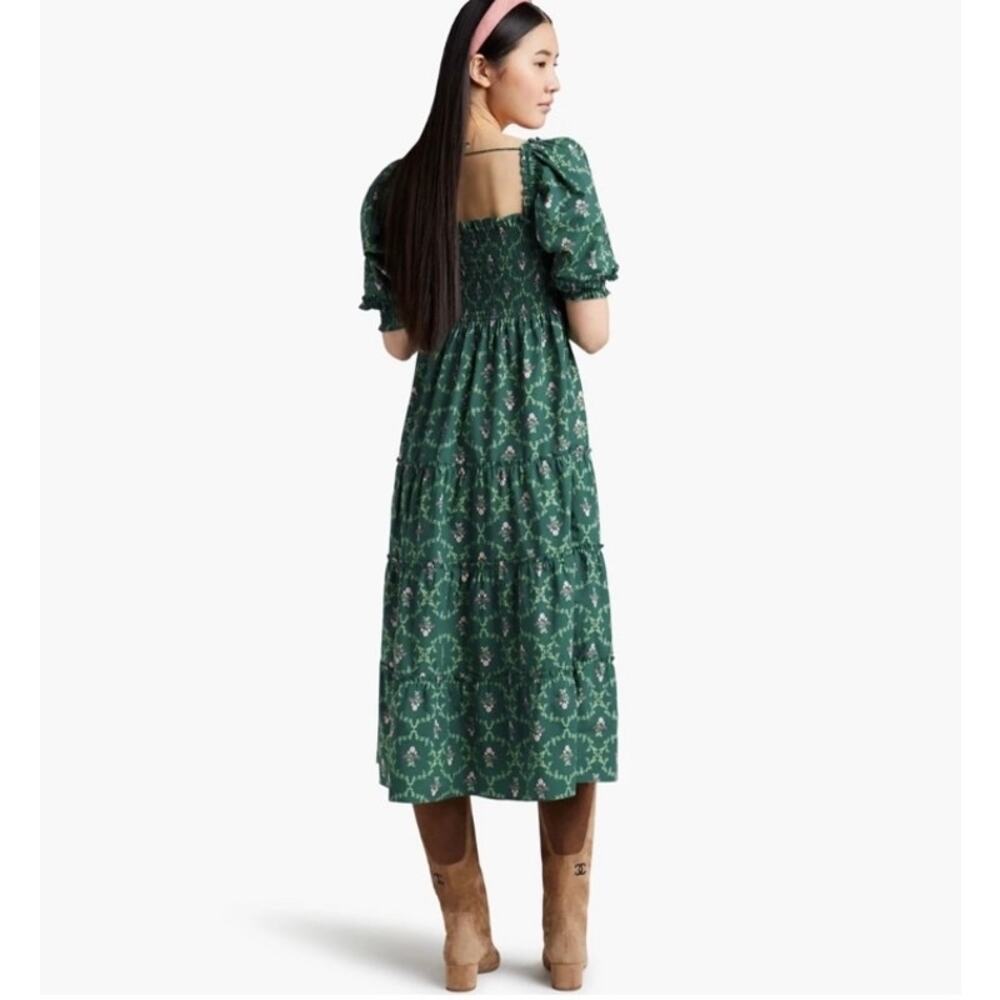 HILL HOUSE Home Nesli Emerald Trellis Dress Midi S - Picture 8 of 12